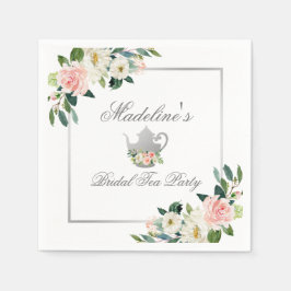 Rosa Blumengestein Silber Brautparty Tee Party Serviette