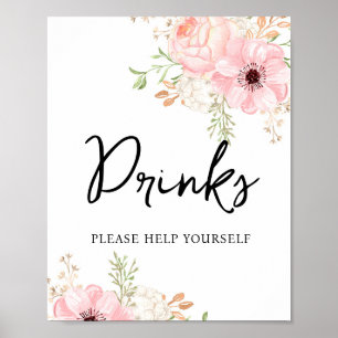 Rosa Blumengetränke Kinderdusche Poster
