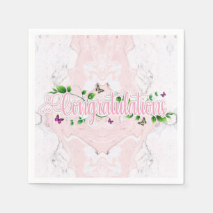 Rosa Blumengratulations-Text Papier-Serviette Serviette