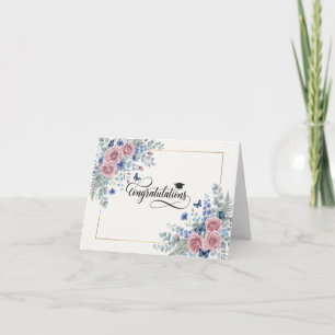 Rosa Blumengratulationskarte zur Abschlussfeier Karte