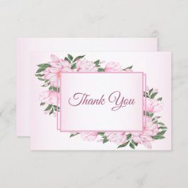 Rosa Blumengrün Blätter Elegantes Hochzeitsfest Pa Dankeskarte