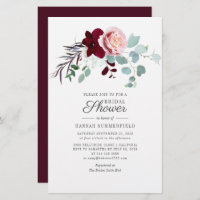 Rosa Blumengrün Bridal Dusche Einladung