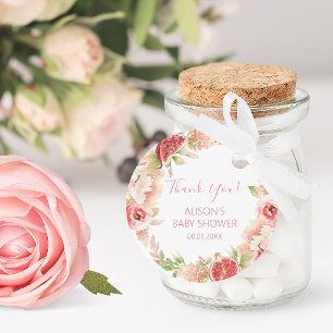 Rosa Blumengrün Girl Babydusche Runder Aufkleber