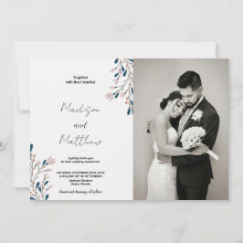 Rosa Blumengrün Hochzeitseinladungen mit Foto Einladung