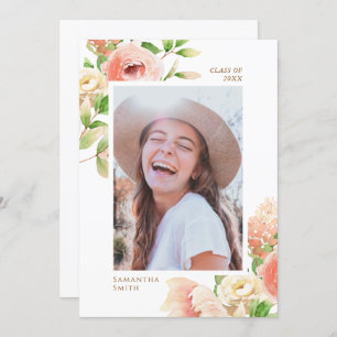 Rosa Blumengrün Rosa Elegantes Foto Abschluss Ankündigung