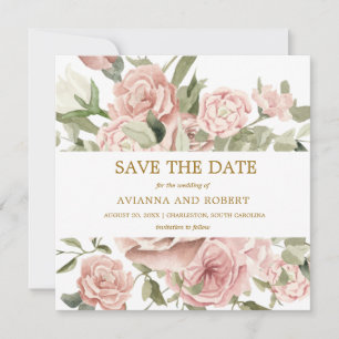 Rosa Blumengrün Save The Date