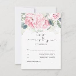 Rosa Blumengrün Splashes Hochzeit RSVP Karte
