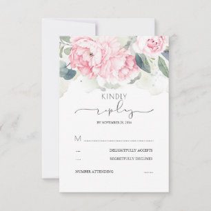 Rosa Blumengrün Splashes Hochzeit RSVP Karte