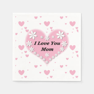 Rosa Blumenherz I Liebe You Mama Paper Napkin Serviette
