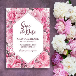 Rosa Blumenhochzeit Save The Date