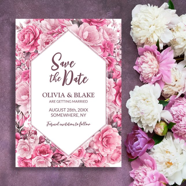 Rosa Blumenhochzeit Save The Date (Von Creator hochgeladen)