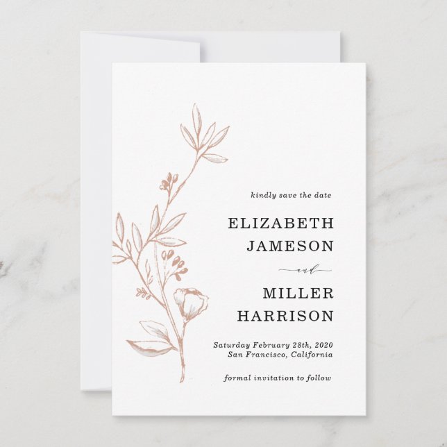 Rosa Blumenhochzeit Sichern Sie die Ankündigung (Vorderseite)