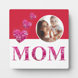 Rosa Blumenhörnchen "MAMA" Foto Rot Weiß Fotoplatte