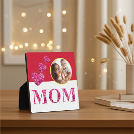 Rosa Blumenhörnchen "MAMA" Rotes Gelbes Weißes Fot Fotoplatte