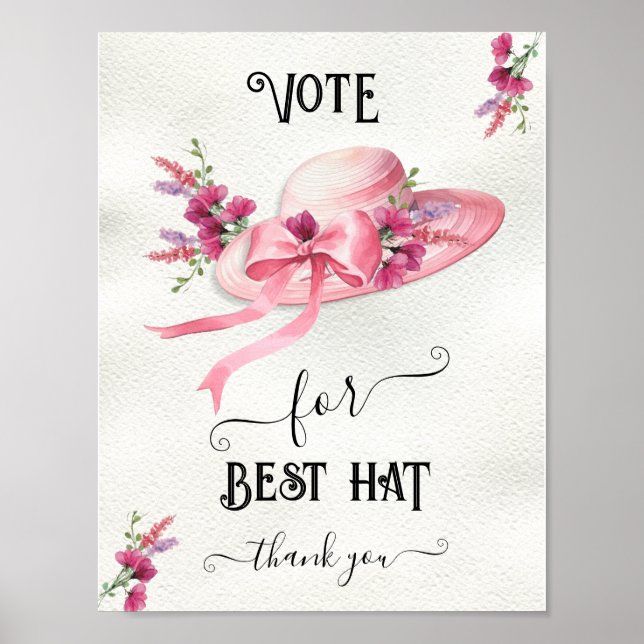 Rosa Blumenhut Derby Brautparty Bester Hut Poster (Vorne)