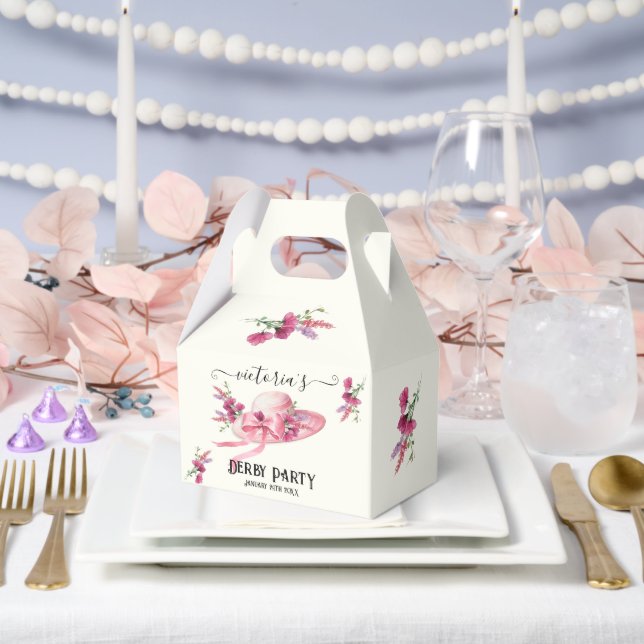 Rosa Blumenhut Derby Brautparty Geschenkschachtel (Hochzeit)