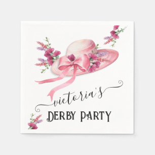 Rosa Blumenhut Derby Brautparty Serviette