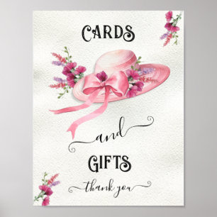 Rosa Blumenhut Derby Brautparty Tafelzeichen Poster