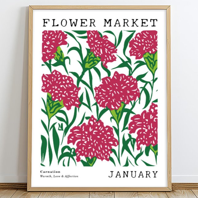 Rosa Blumenkarnation Januar Geburtsmarkt Blume Poster (Von Creator hochgeladen)