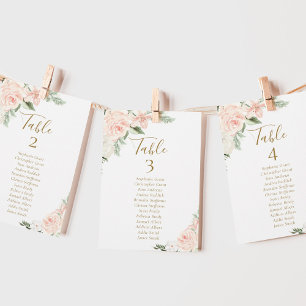 Rosa Blumenkarten für Hochzeitstische Einladung