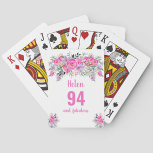 Rosa Blumenkarten zum 94. Geburtstag Spielkarten