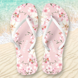 Rosa Blumenkirsche Blossom Sakura Blume Name Flip Flops