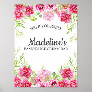 Rosa Blumenkohl Blätter Weißer Geburtstag Party Ei Poster