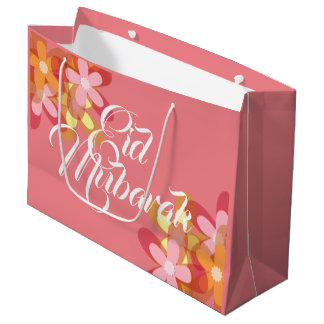Rosa Blumenkohl Eid Mubarak Geschenktasche Große Geschenktüte
