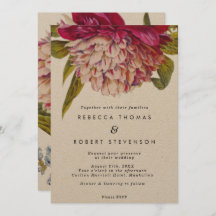 Rosa Blumenkraft Vintag Boho Hochzeitseinladung