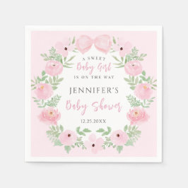 Rosa Blumenkranz mit niedlicher Bugbaby-Dusche Serviette