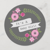 Rosa BlumenKranz-u. Fahnen-Mädchen-runde Babyparty