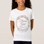 Rosa Blumenkraut T-Shirt<br><div class="desc">Dieser niedliche T - Shirt ist als Geschenk oder Gutes für Ihre Blume gedacht. Das Design besticht durch einen Kranz von handgemalten Aquarellfarben-Rose und Blüten in Rosa und Lila mit dem Text "Flower Girl" und einem Ort für ihren Namen. Ein perfekter Weg, um ihr zu danken, dass sie ein Teil...</div>