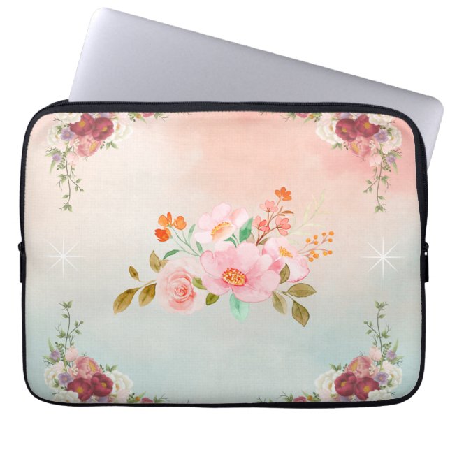 Rosa Blumenkunst, Blühend Blume Laptopschutzhülle (Vorderseite)