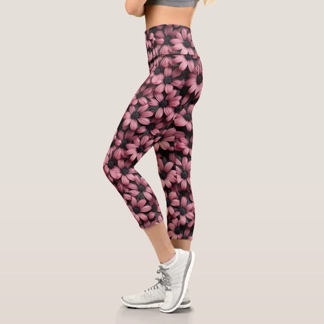 Rosa Blumenleggings Capri Leggings (Links)