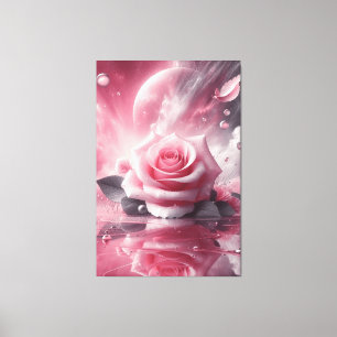 Rosa Blumenleinwand-Wandkunst Leinwanddruck