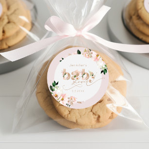 Rosa Blumenmädchen Dusche elegant Runder Aufkleber