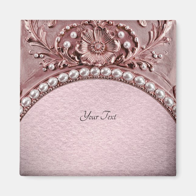 Rosa Blumenmagnet Magnet (Vorne)