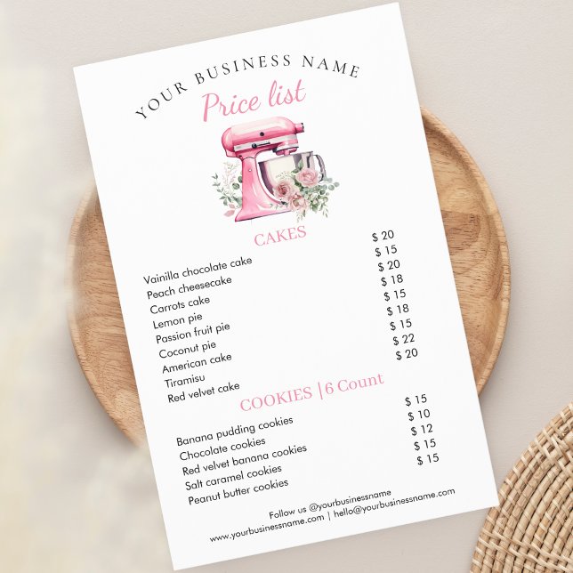 Rosa Blumenmischweine - Preisliste für Bäckereien  Flyer (Von Creator hochgeladen)