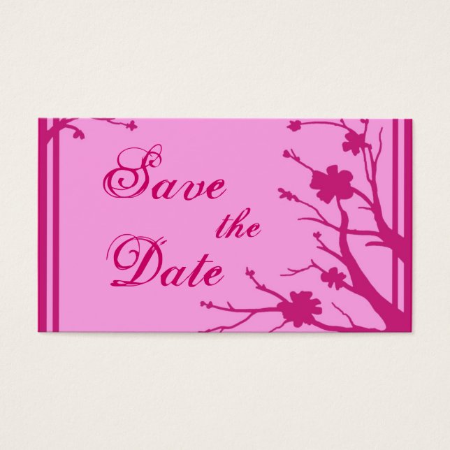 Rosa Blumenmotiv Save the Date Visitenkarten (Vorderseite)