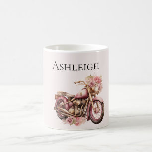 Rosa Blumenmotorrad   Kaffeetasse