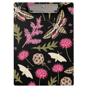 Rosa Blumenmotte   Moth Clipboard Klemmbrett