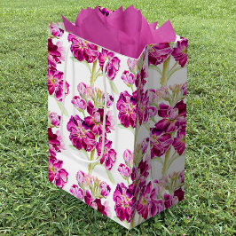 Rosa Blumenmuster, Aquarellfarbe Blume Mittlere Geschenktüte