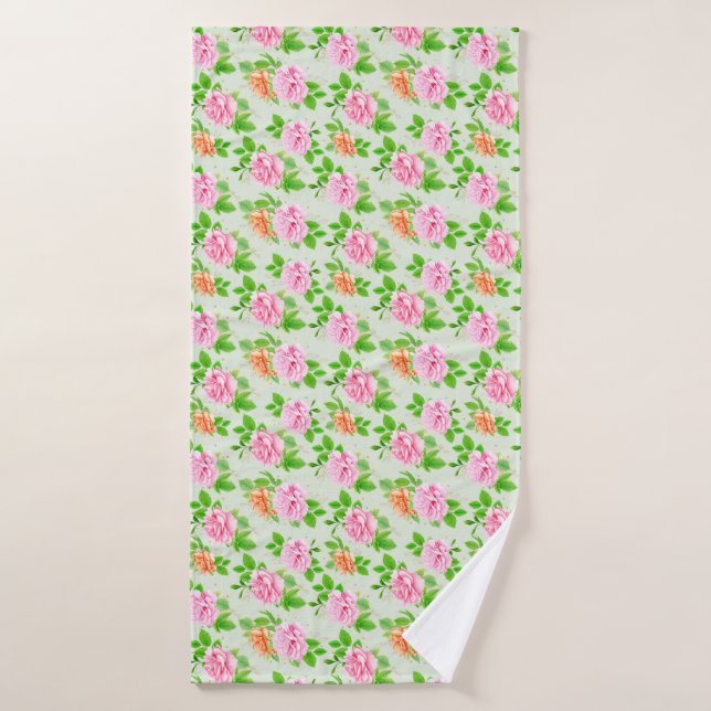 Rosa Blumenmuster Badehandtuch (Badehandtuch)