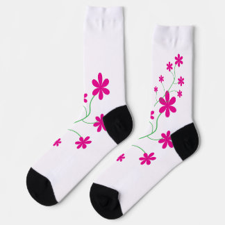 Rosa Blumenmuster Crew Socken Süße Botanische Blüt