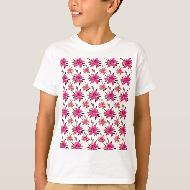 Rosa Blumenmuster Design-29500 Plus Size T - Shirt (Vorderseite)