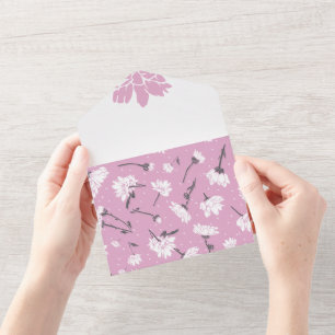 Rosa Blumenmuster-Design - Elegante Blume Art All In One Einladung