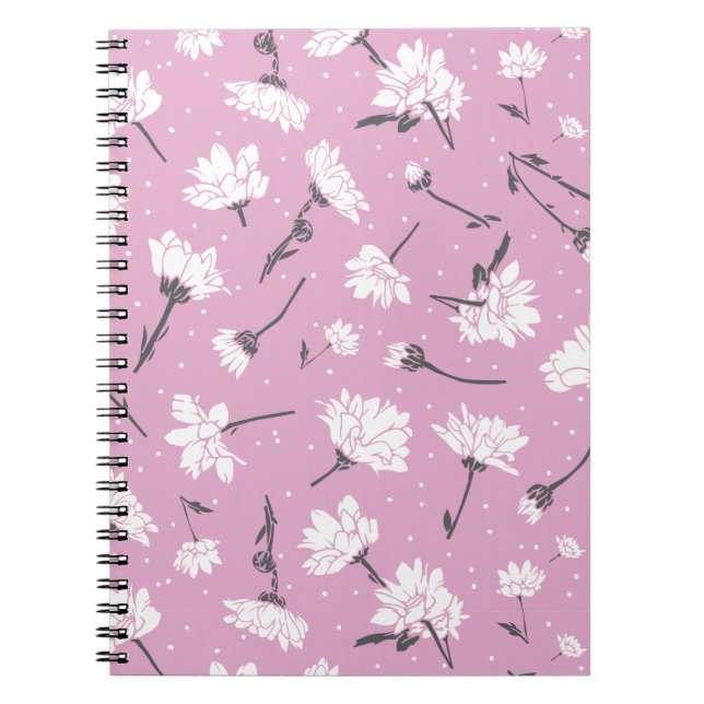 Rosa Blumenmuster-Design - Elegante Blume Art Notizblock (Vorderseite)