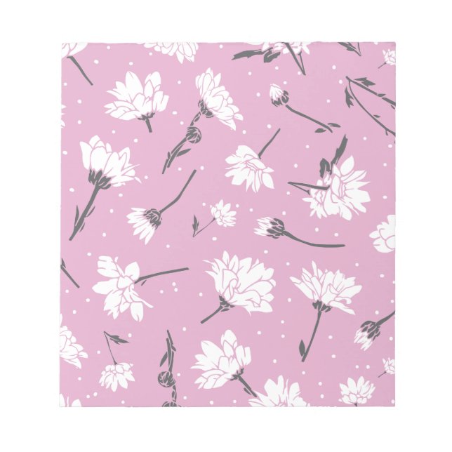 Rosa Blumenmuster-Design - Elegante Blume Art Notizblock (Vorderseite)