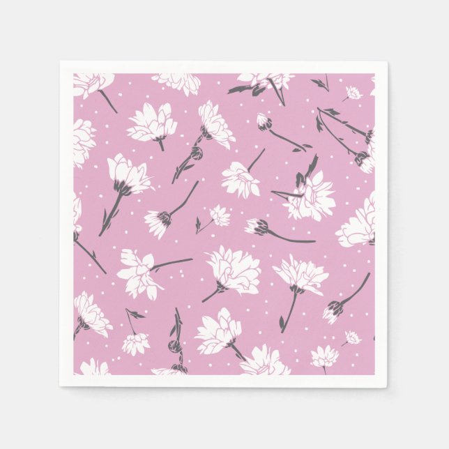 Rosa Blumenmuster-Design - Elegante Blume Art Serviette (Vorderseite)