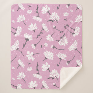 Rosa Blumenmuster-Design - Elegante Blume Art Sherpadecke